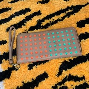 FOSSIL - polka dot tan large leather wallet